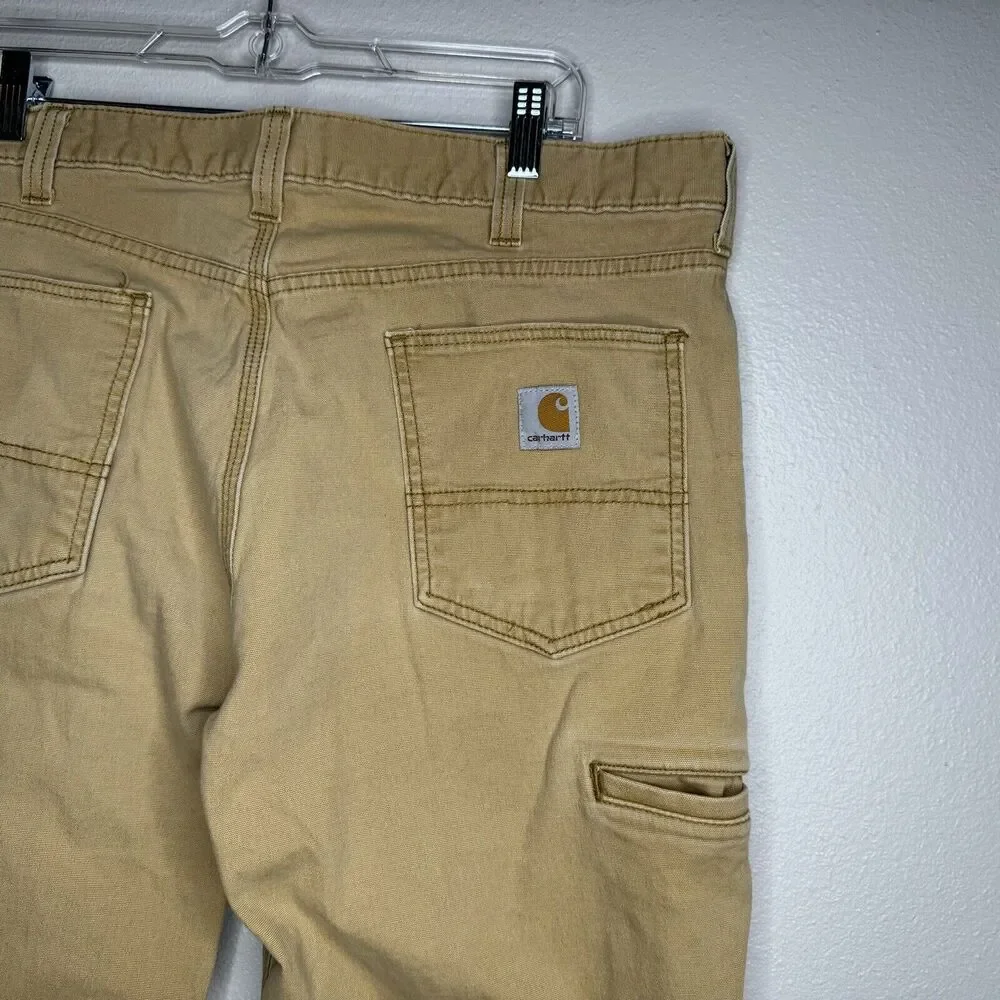 Carhartt Relaxed Fit Pants Size 38 x 30 Khaki Canvas 5‎ Pocket Workwear Rancher